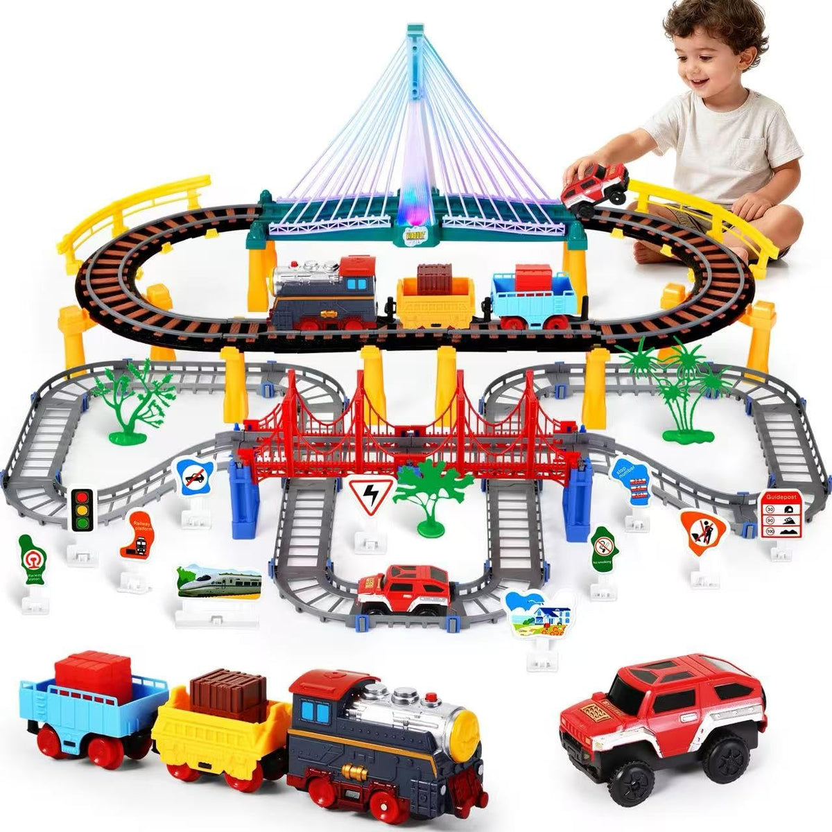 Letapapa electric train set with 131 pieces for creative play