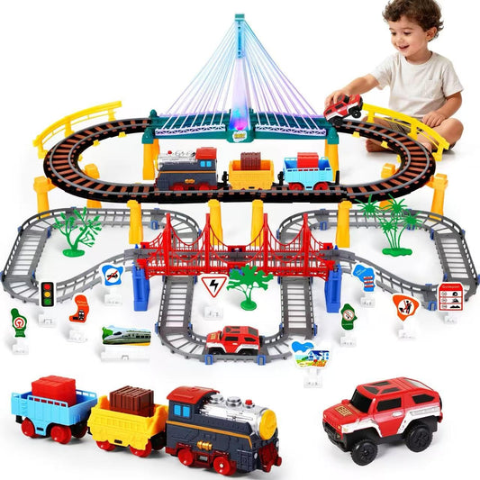Letapapa electric train set with 131 pieces for creative play