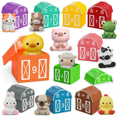 Letapapa farm barns colorful set for color and number recognition during play.