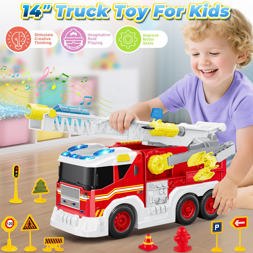 Letapapa fire truck water spray function encourages hands-on action