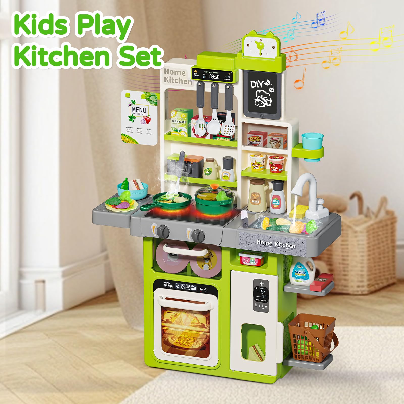 Letapapa Kids Play Kitchen Set dimensions 22 x 8.6 x 31.5 inches for ample space