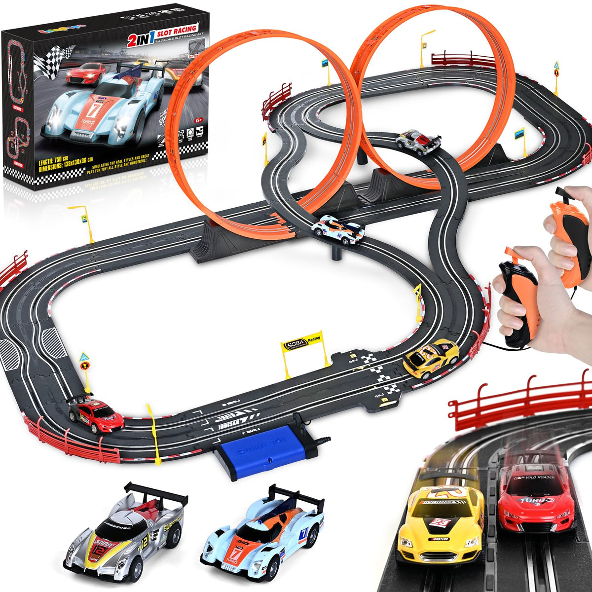 Letapapa slot car track assembly showing modular sections for easy setup and customization.