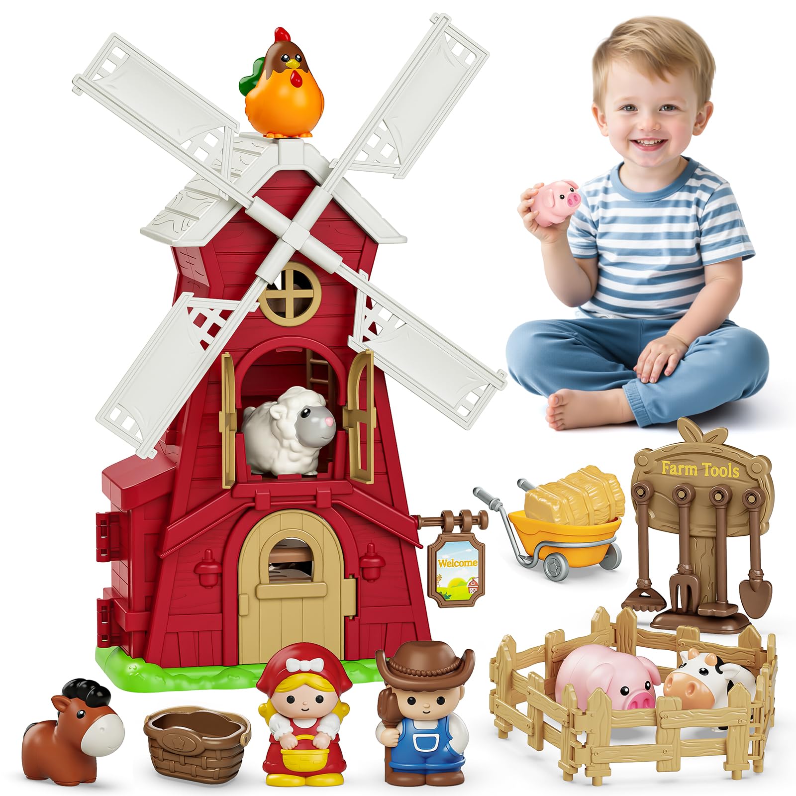 Letapapa toddler windmill barn for imaginative farm play and early learning.