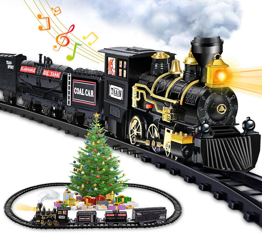 Letapapa steam locomotive with glowing headlights for festive play.