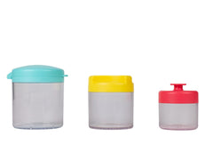 Leticia's Corner canisters with different lids promote precise finger and wrist motions.