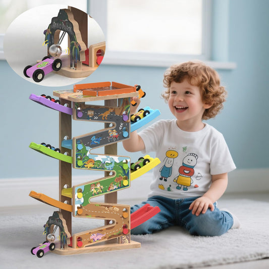 Letoiz dino race track cars provide six mini vehicles for imaginative play.