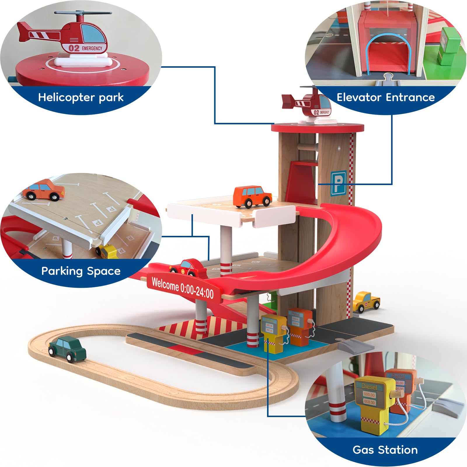 Letoiz working lift mechanism brings cars to the top for dramatic play