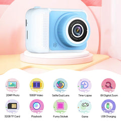 LETONGJH Kids Camera blue 32GB card included for instant storage.