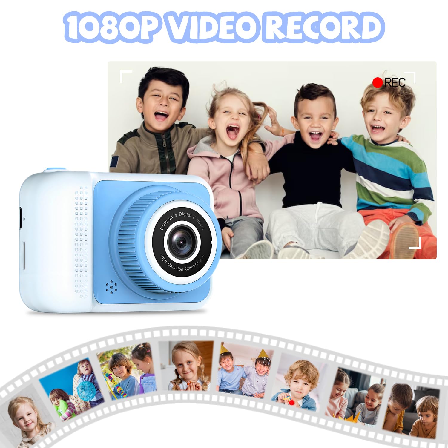 LETONGJH Kids Camera blue compact design ideal for travel and play.
