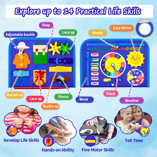 Letoya Busy Board dress buttons activity promotes self-help dressing skills