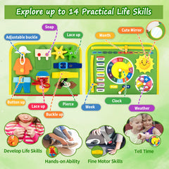 Letoya busy board buttons and zipper showcases tactile learning on the go