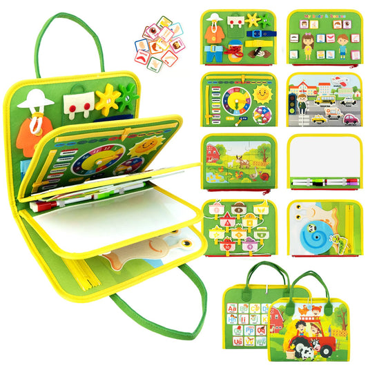 Letoya Toddler Busy Board with farm scene supports fine motor skills during play