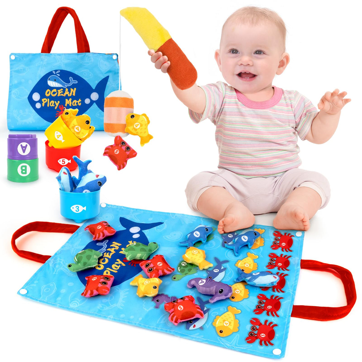 Letoya toddler cloth fishing rod for safe, hands-on fishing play