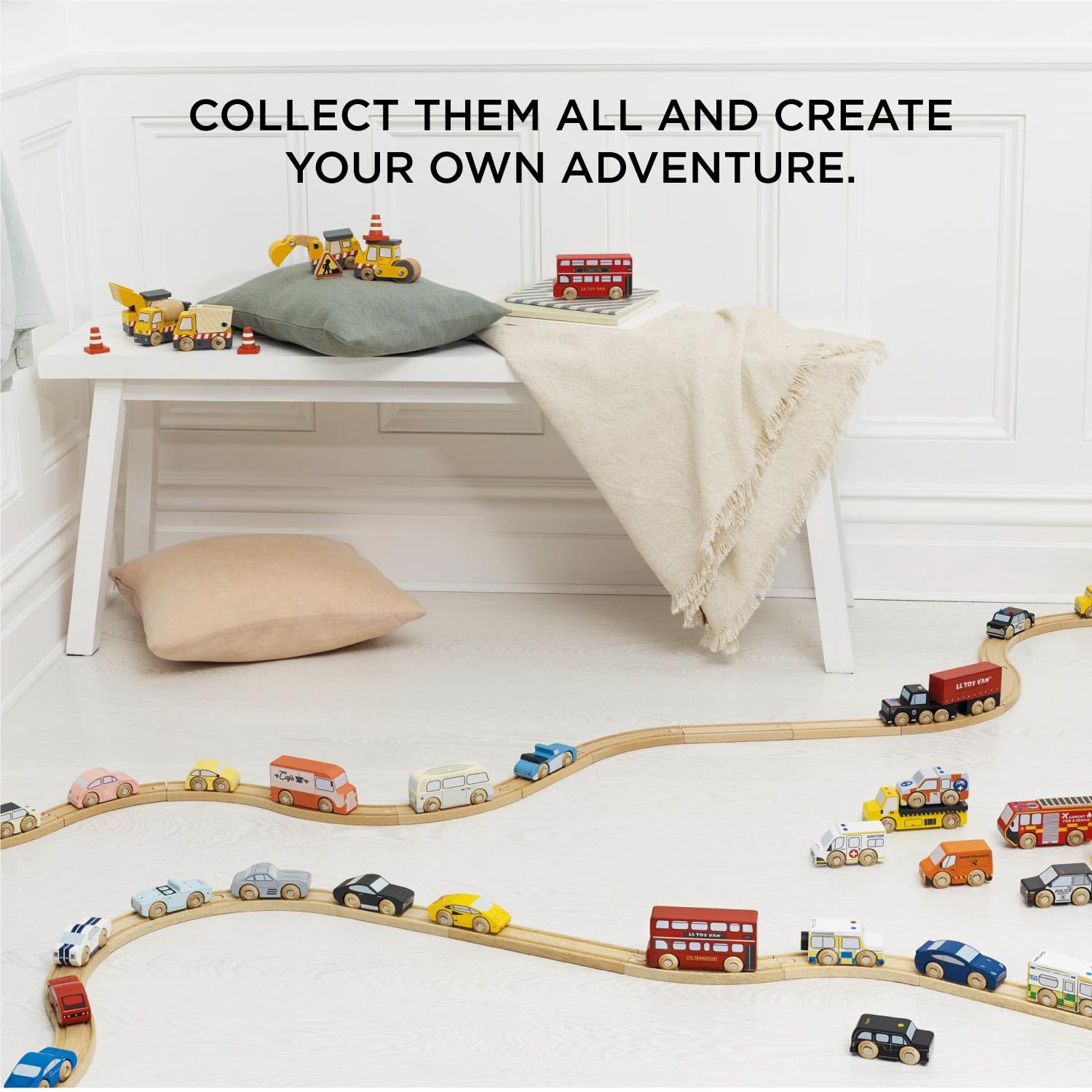 Le Toy Van set with garage compatibility for expanded play ecosystems.