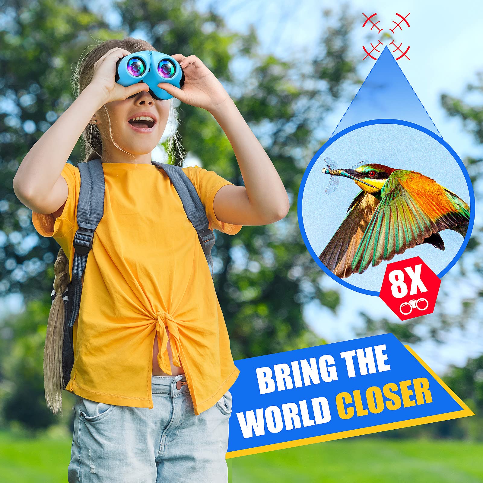 LET'S GO! binoculars blue eye protection around eyepieces enhances safety during play.