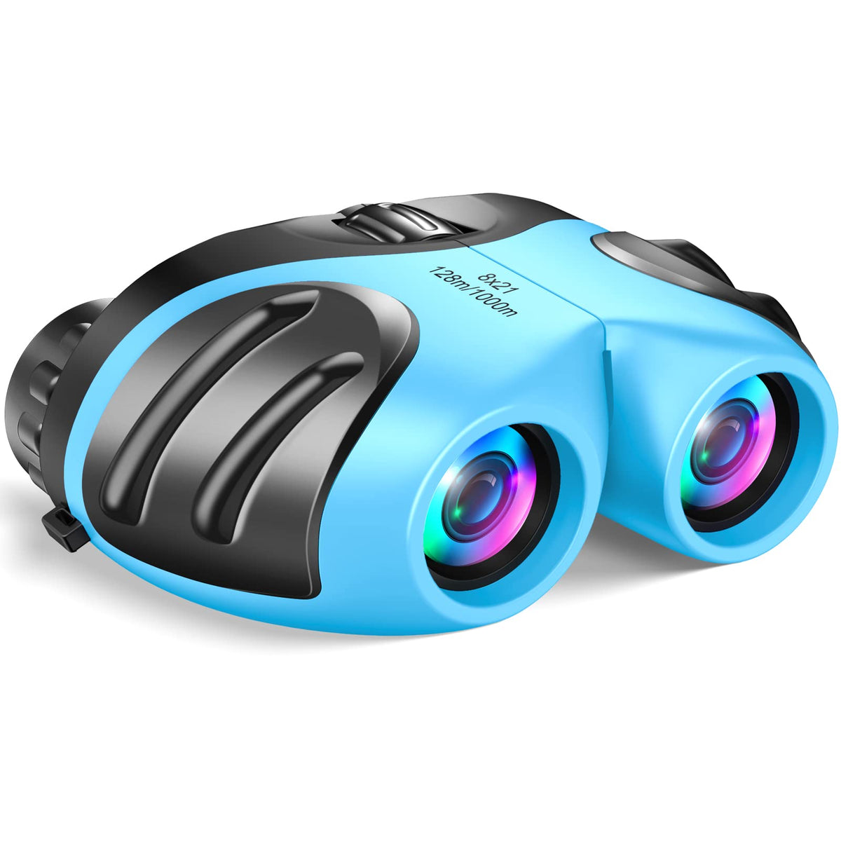 LET'S GO! binoculars blue front view with crisp, kid-friendly optics for outdoor exploration.