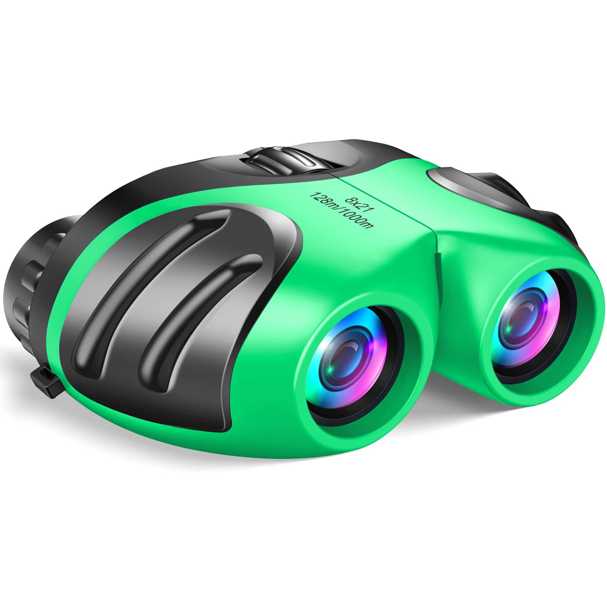 LET'S GO! binoculars with soft rubber eyepieces protect eyes during play.