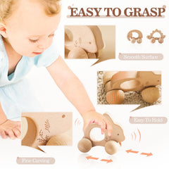 lets-make beechwood rattle with natural finish in cozy nursery.