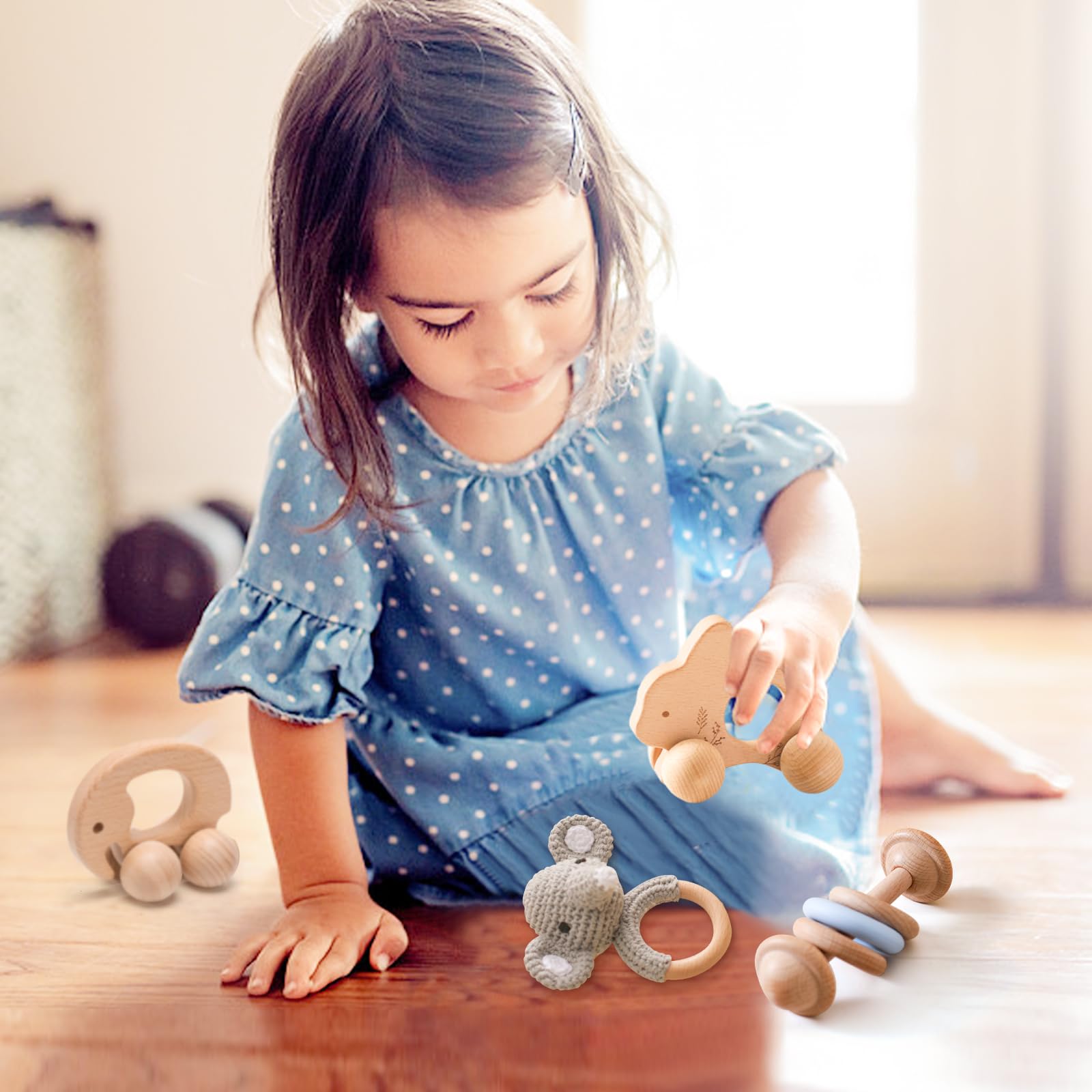 lets-make gift-ready wooden toy set for newborns.