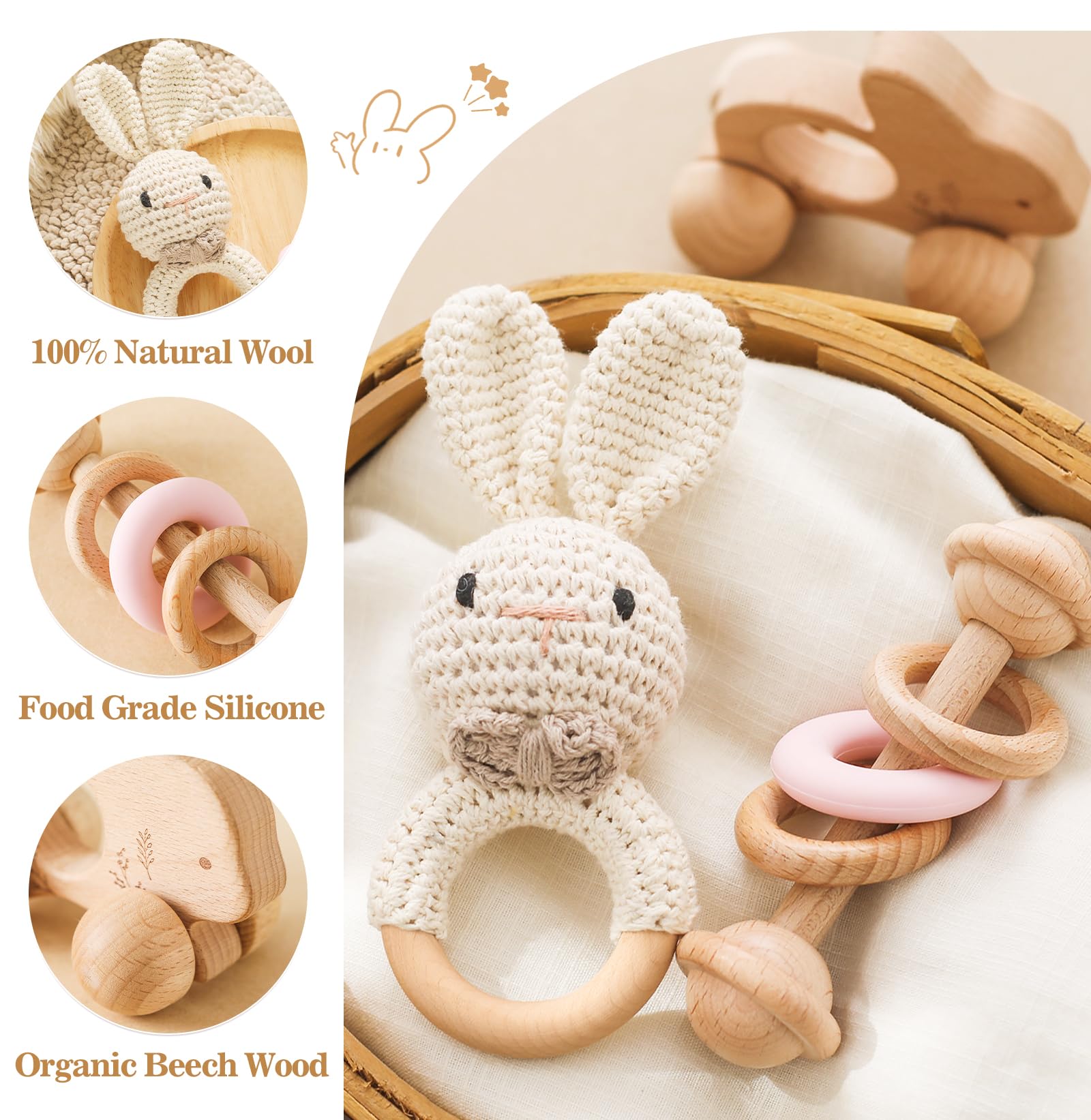 lets-make push car rattle wooden frame for on-the-go play.