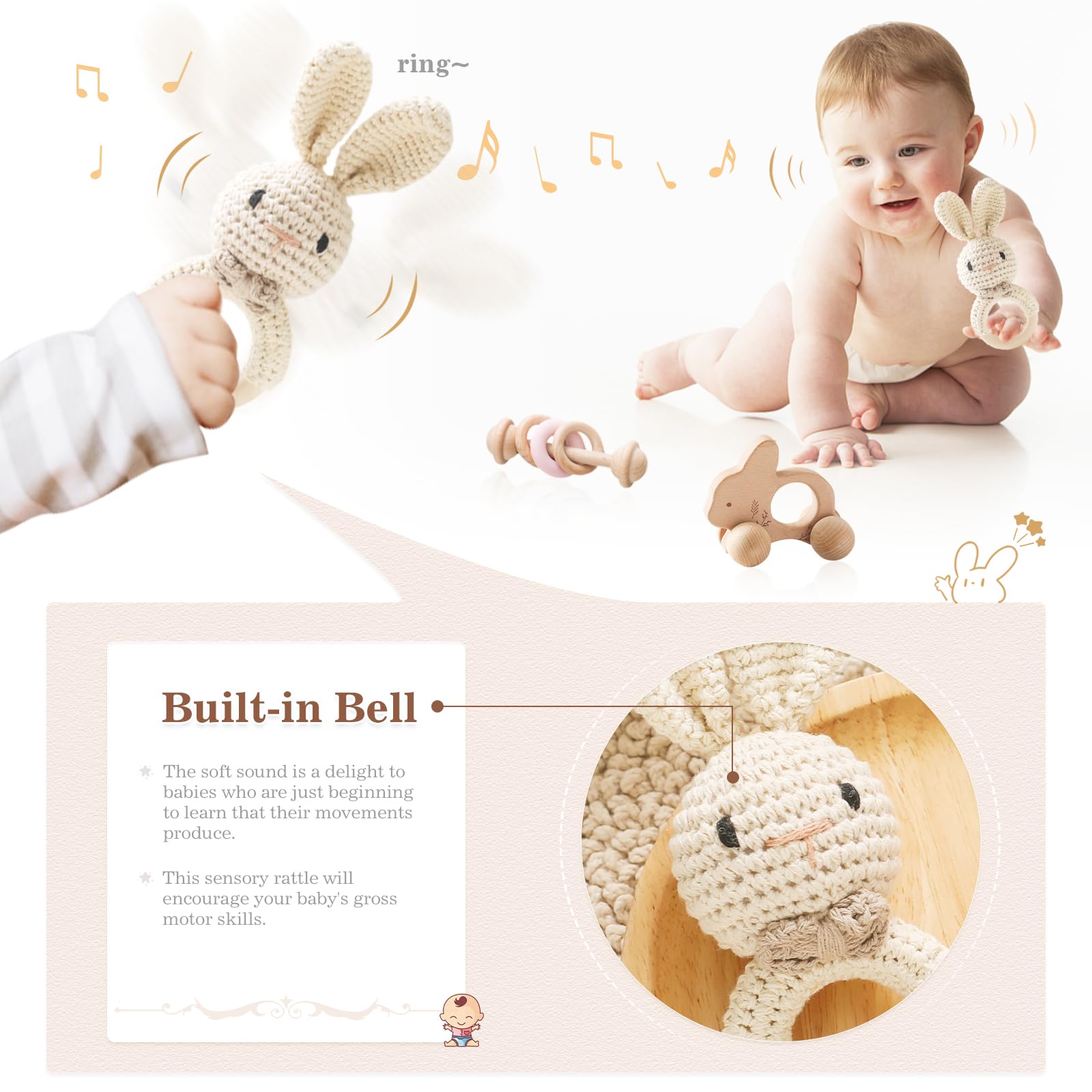 lets-make silicone ring rattle with easy grip for tiny hands.