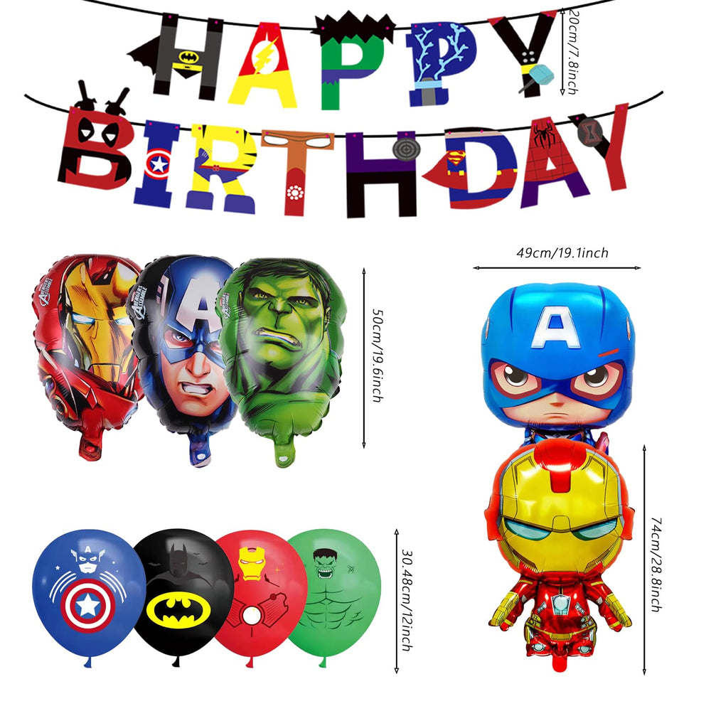 Leuaxmy superhero balloons kit offers bold colors for festive birthday celebrations and confident setups