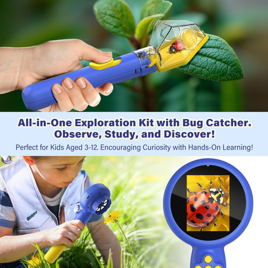 LEUOA bug catcher with magnifying glass for backyard nature study.