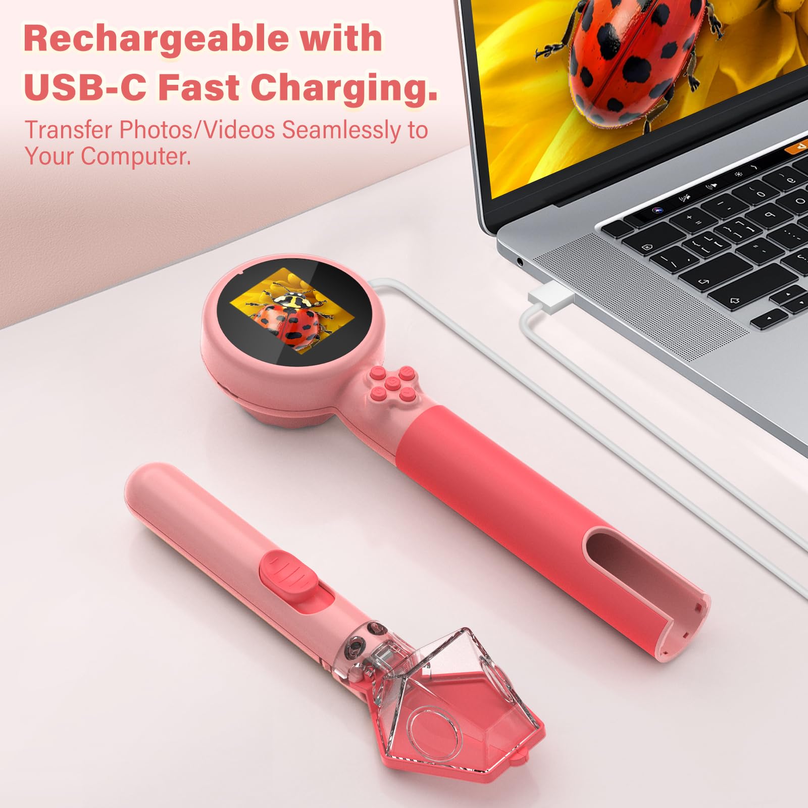 LEUOA Kids Microscope 1080p imaging for real-time insect close-ups.