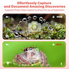 LEUOA Kids Microscope LED lights for bright indoor or outdoor use.