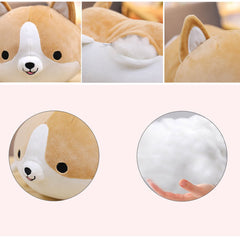Levenkeness Corgi plush pillow with down cotton fill maintains full shape