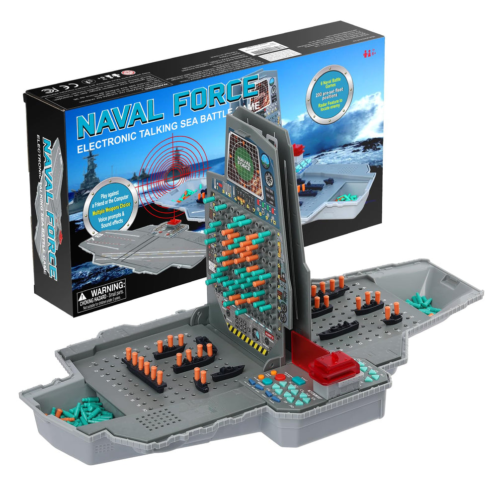 LEVEROAM Talking Sea Battle front view shows a compact family game console for quick battles