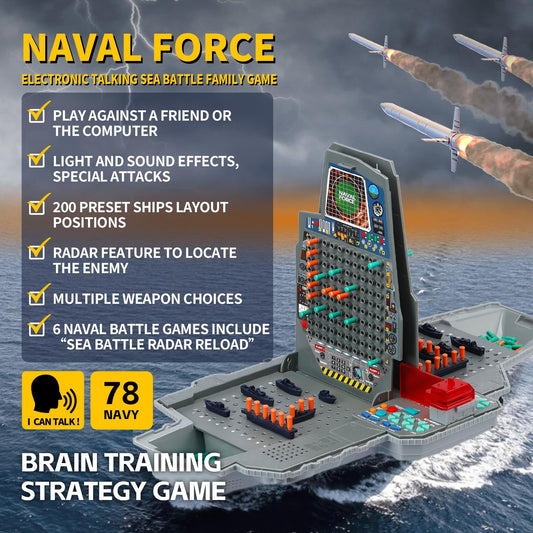 LEVEROAM Talking Sea Battle play scene depicts two players competing with lights and sounds
