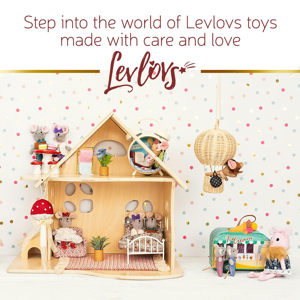 LEVLOVS Mouse in a Box displayed as a timeless cotton toy