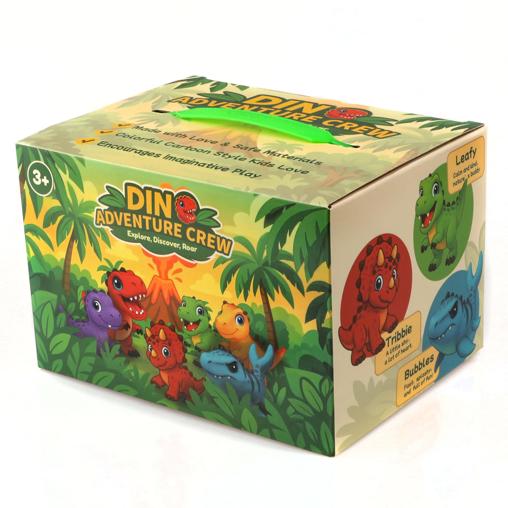 LEWAN Dino Adventure Crew packaging display box showcases the full set for gifting