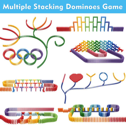 Lewo 1000 dominoes set colorful pieces showing bright colors for pattern building.