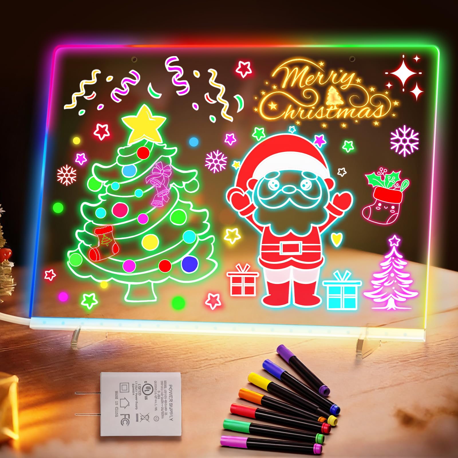 Lewondr LED Note Board front view with clear acrylic surface for easy notes.