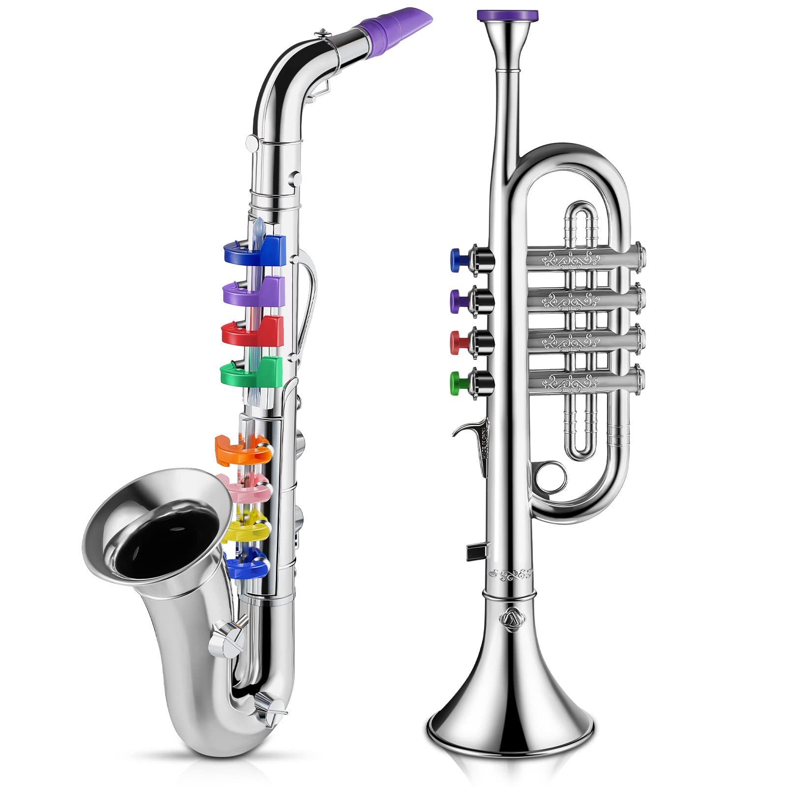 Lewtemi set of trumpet and saxophone front view, a complete beginner-friendly musical intro