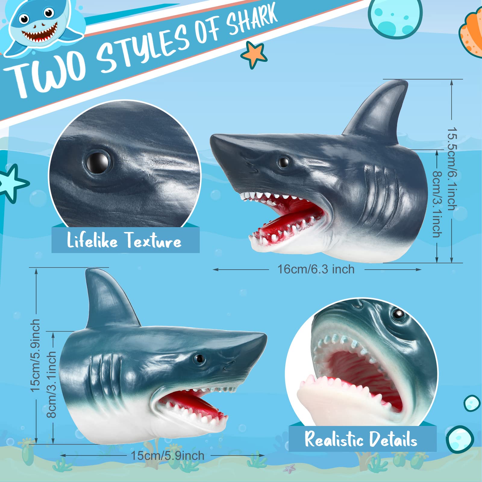 Lewtemi shark puppet mouth and teeth detail enhances expression