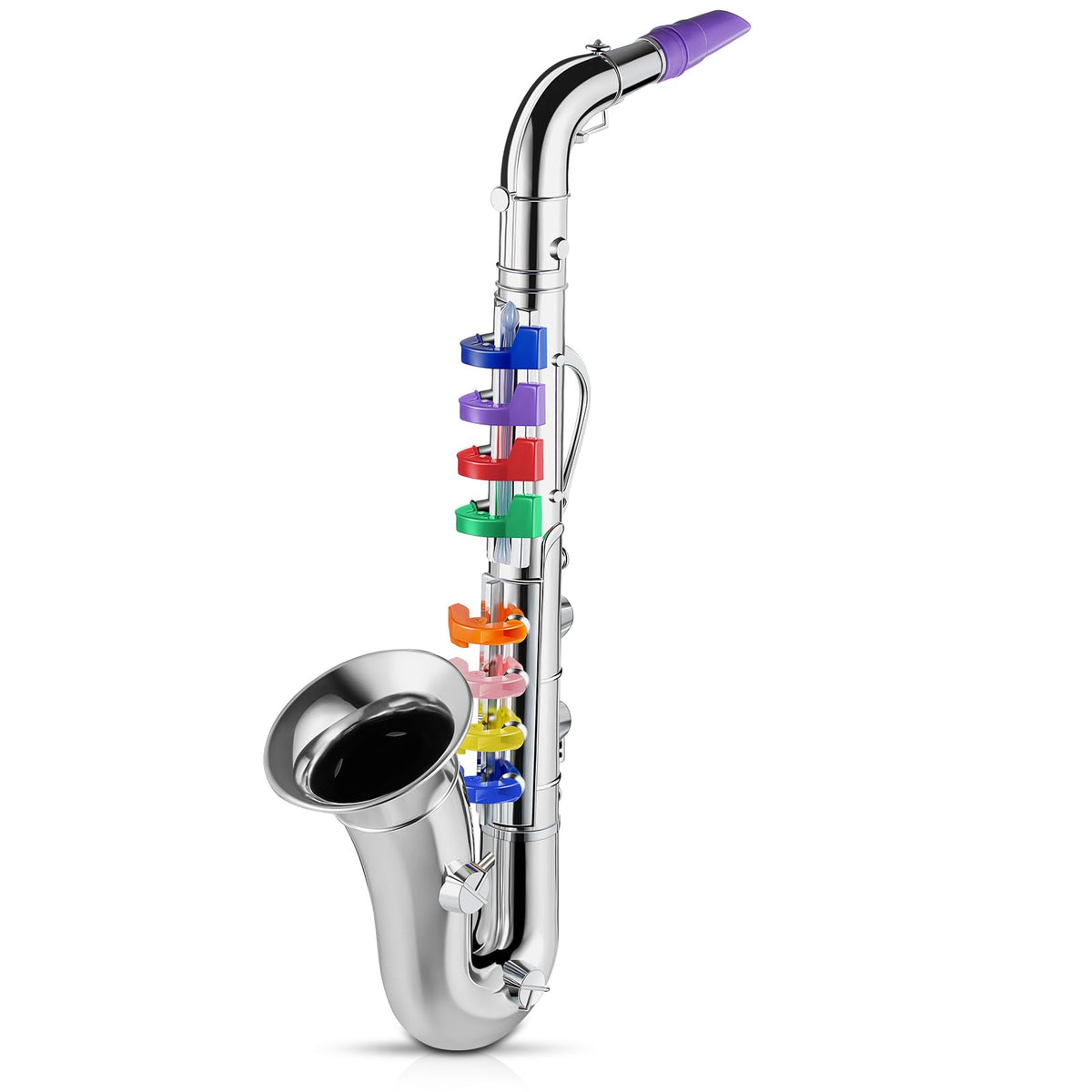 Lewtemi Silver Saxophone Toy front view for early music exploration.
