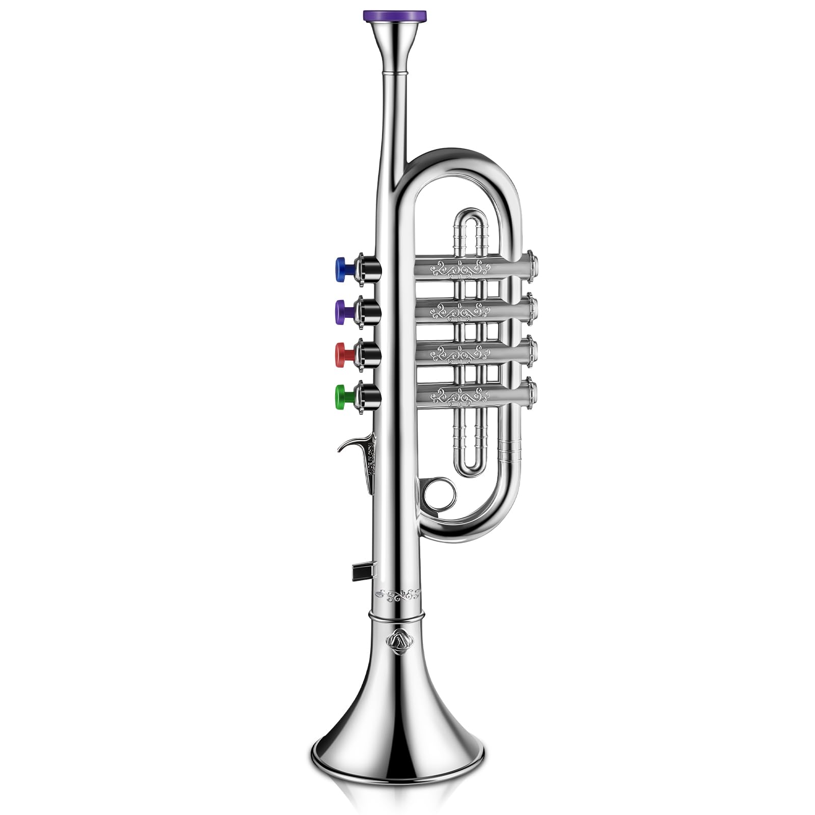 Lewtemi silver trumpet toy for kids with color-coded keys for easy early learning.