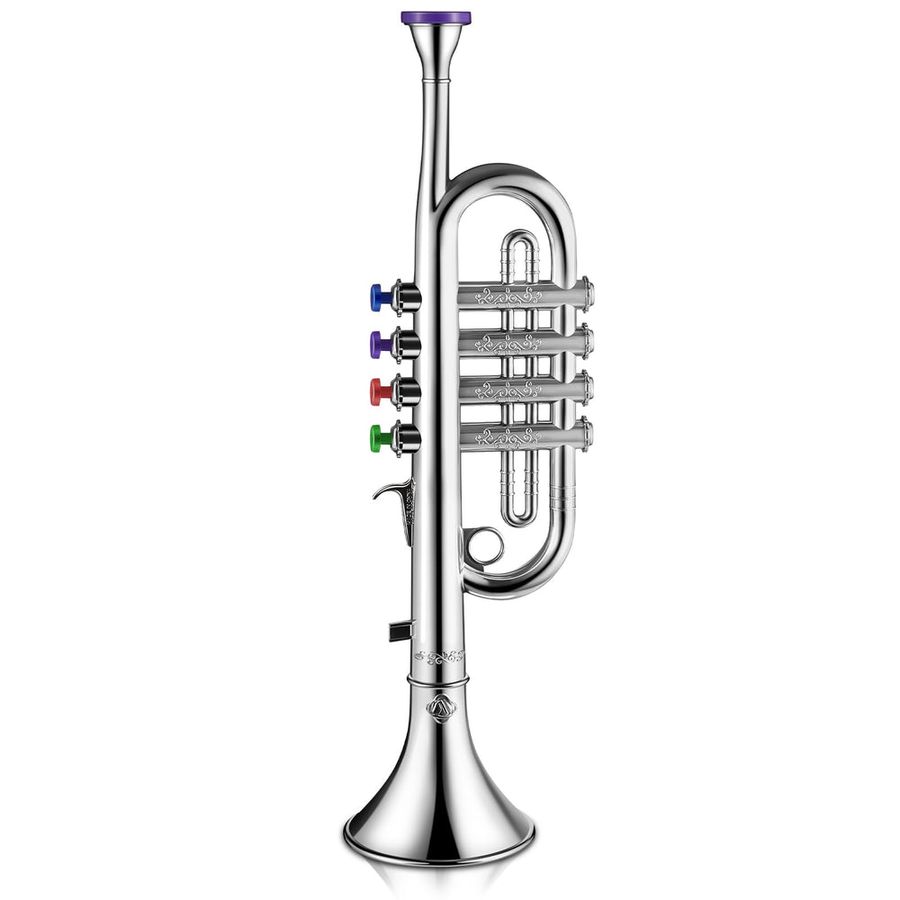 Lewtemi silver trumpet toy for kids with color-coded keys for easy early learning.
