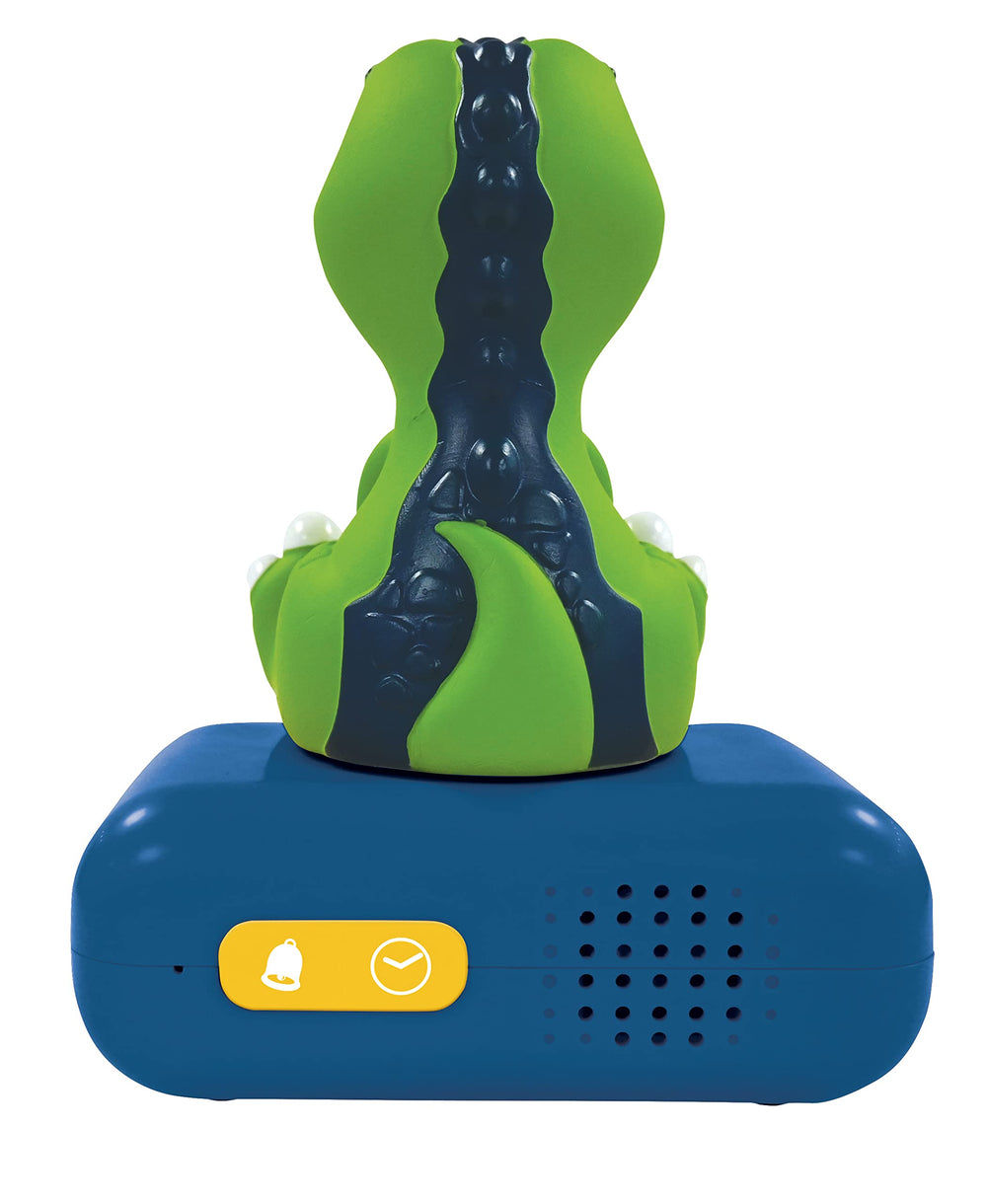 LEXiBOOK RL800DINO front-view alarm clock enables easy morning wake-ups.