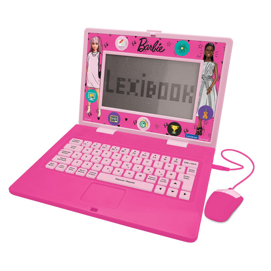 Lexibook Barbie bilingual educational laptop front view for engaging language learning and imaginative play
