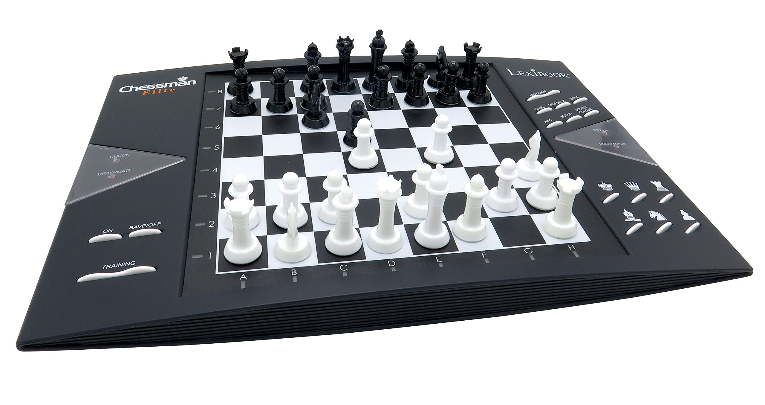 Lexibook Chessman Elite front view with LED move indicators for clear gameplay.