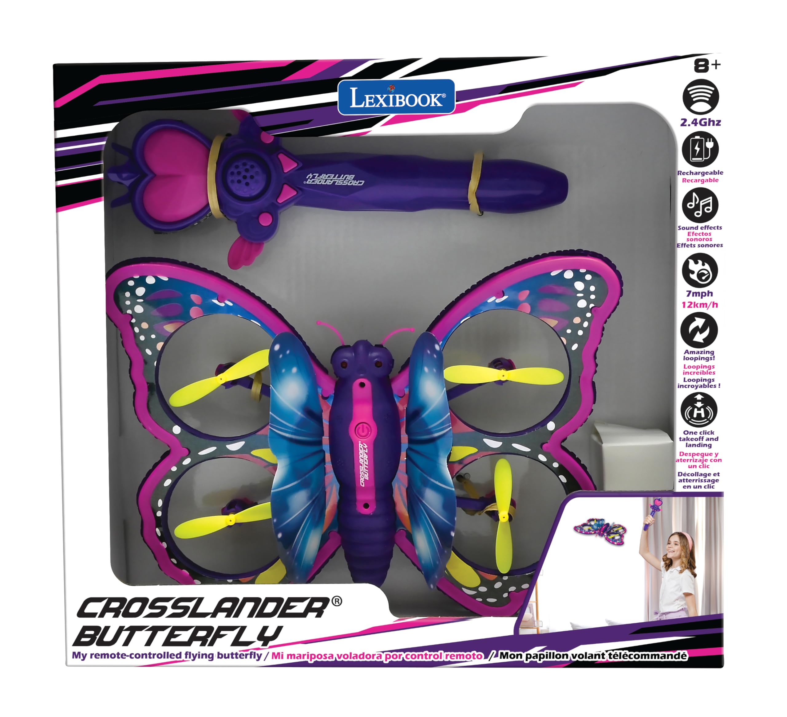 LEXiBOOK Crosslander Butterfly sound and light effects brighten every flight