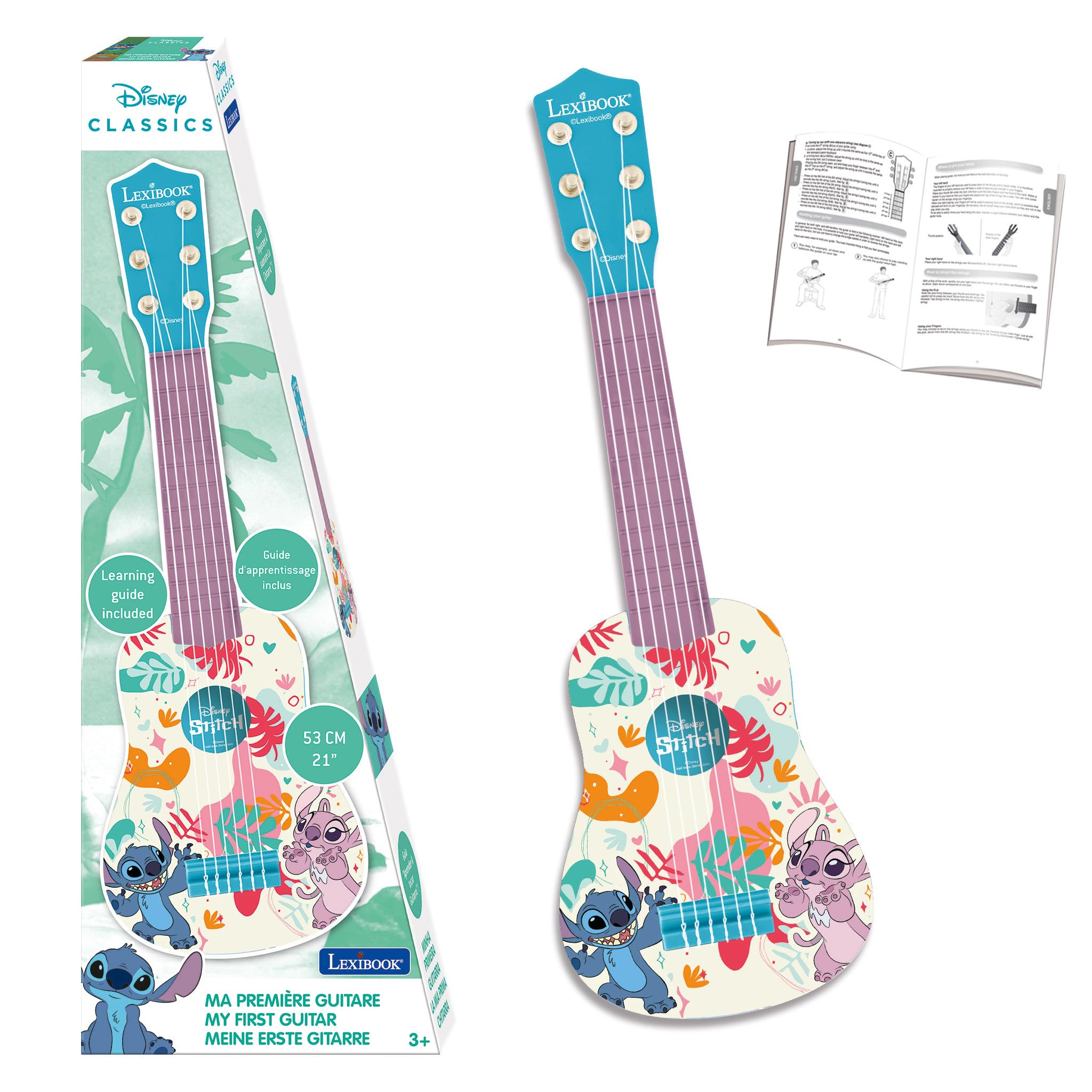 Lexibook Disney Stitch first guitar blue for kids learning.