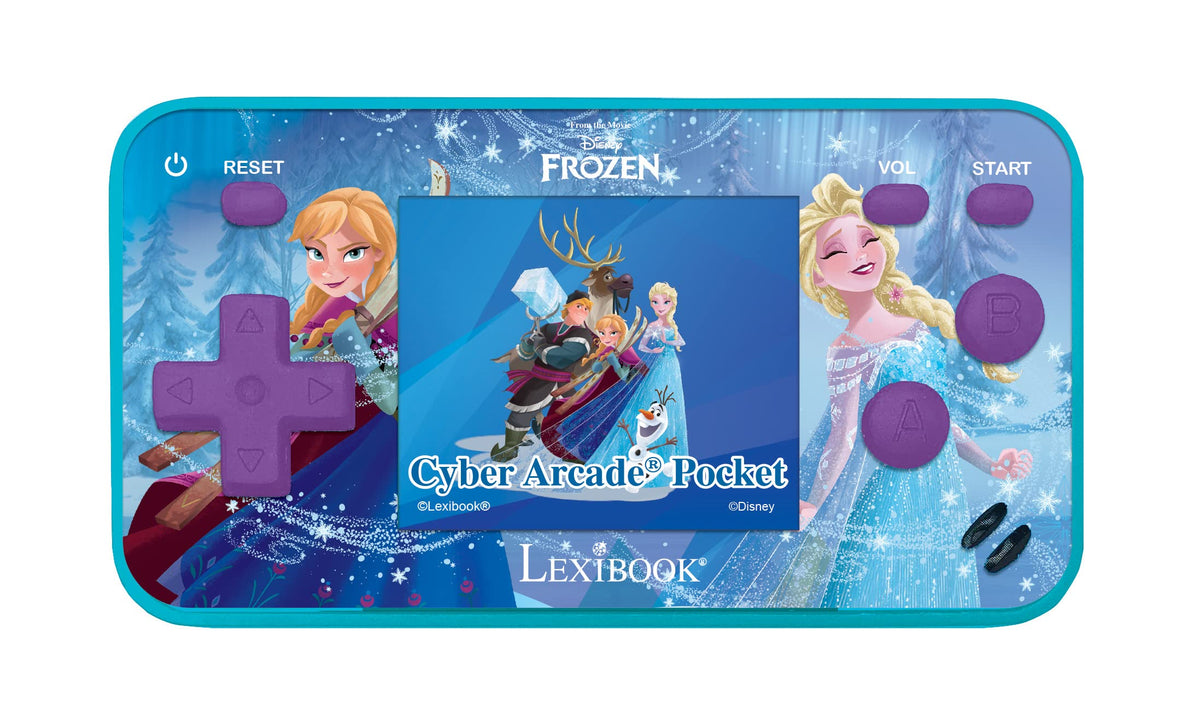 Lexibook Frozen Arcade Pocket Console front view highlights compact, travel-friendly design
