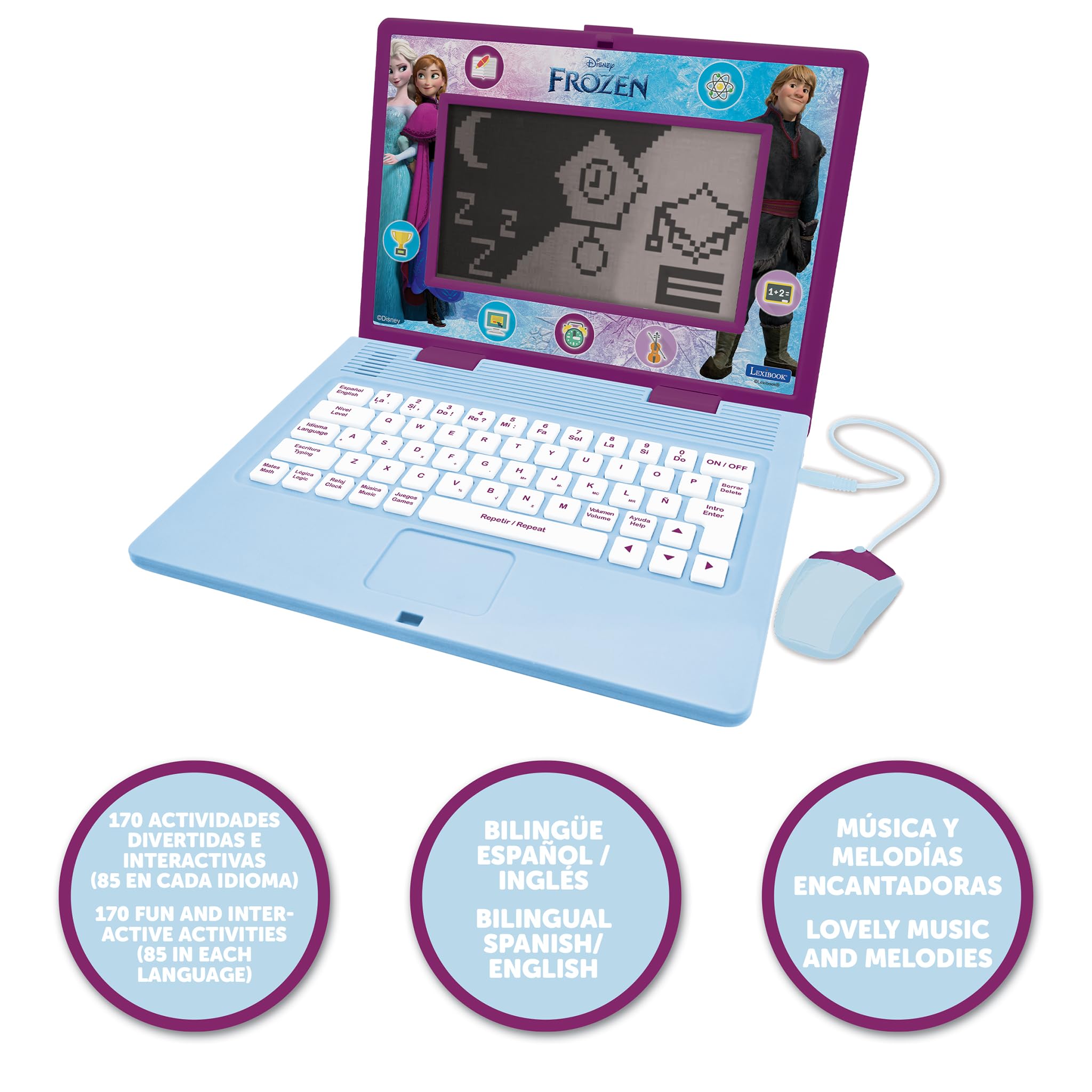 Lexibook Frozen educational activities promote math and reading practice in a fun way.