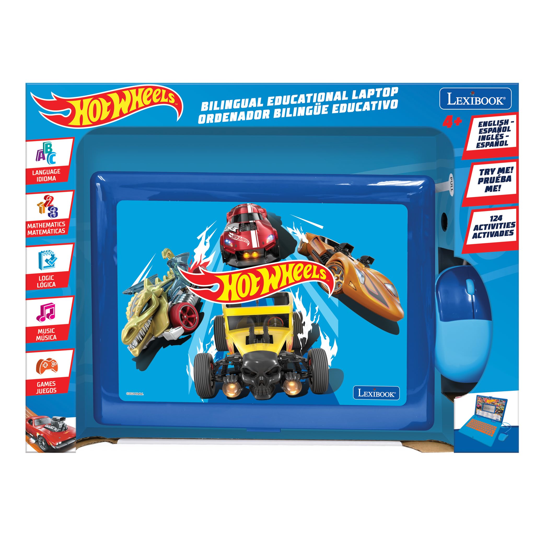 Lexibook Hot Wheels laptop portable compact highlights easy travel learning companion.