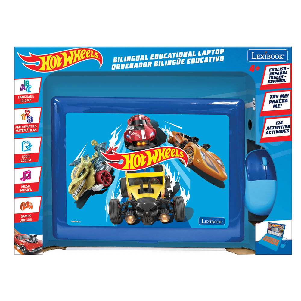 Lexibook Hot Wheels laptop portable compact highlights easy travel learning companion.